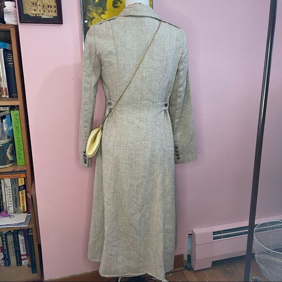 Vintage Plaisir Paris New York Spring Herringbone Wool Coat - Picture 2 of 11